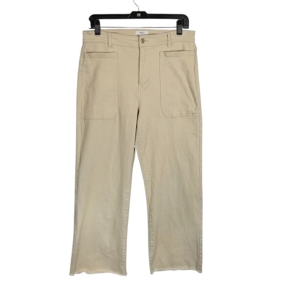 Forever 21 Women's High Rise Wide Leg Frayed Raw Hem Jeans Tan Size 30 - Picture 1 of 7